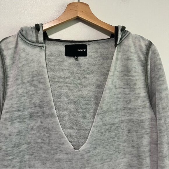 Hurley Grey Deep V-Neck Hoodie Sweatshirt (Size L) - Picture 15 of 15